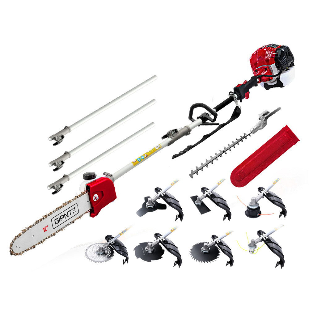 Chainsaws: Giantz Pole Chainsaw 2 Stroke Petrol Hedge Trimmer Tree Pruner 9 In 1