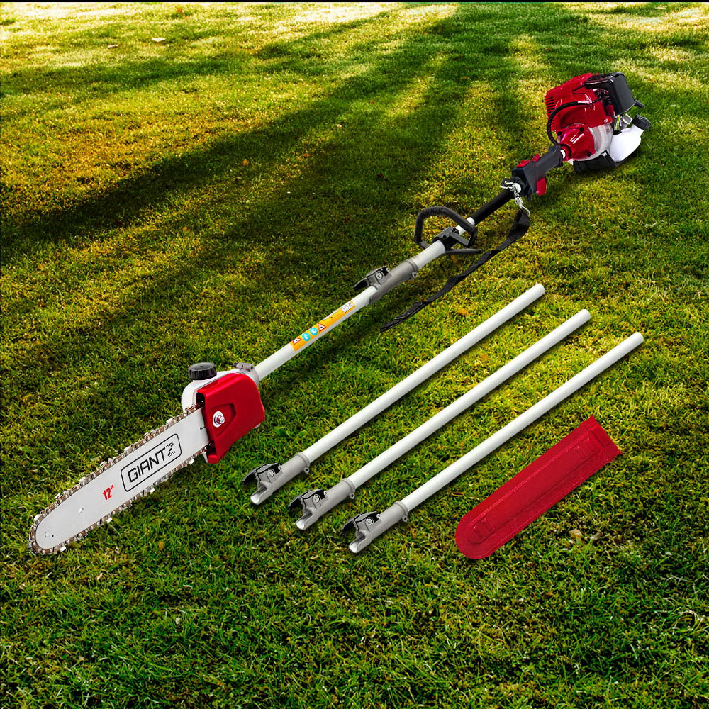 Chainsaws: Giantz Pole 4 Stroke Chainsaw Petrol Tree Pruner Long Reach Saw 12 Inch Bar