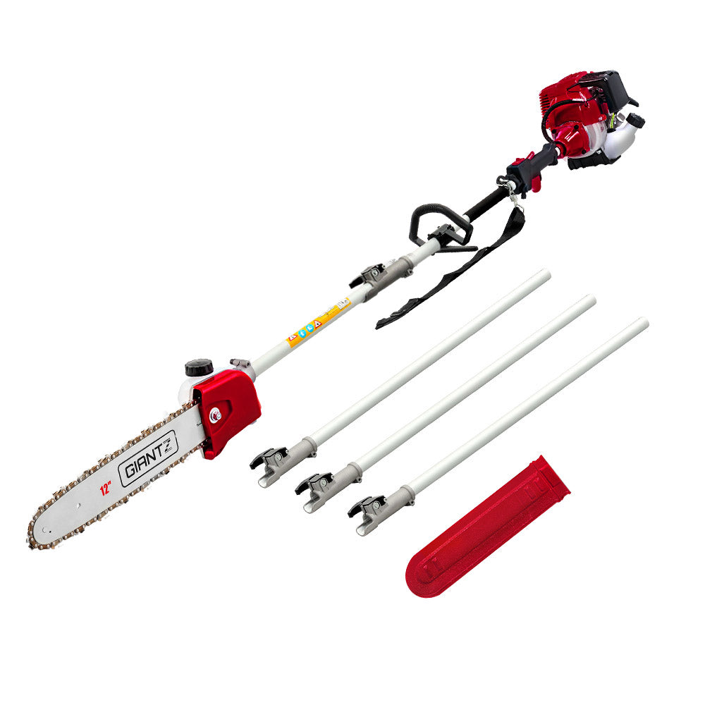 Chainsaws: Giantz Pole 4 Stroke Chainsaw Petrol Tree Pruner Long Reach Saw 12 Inch Bar