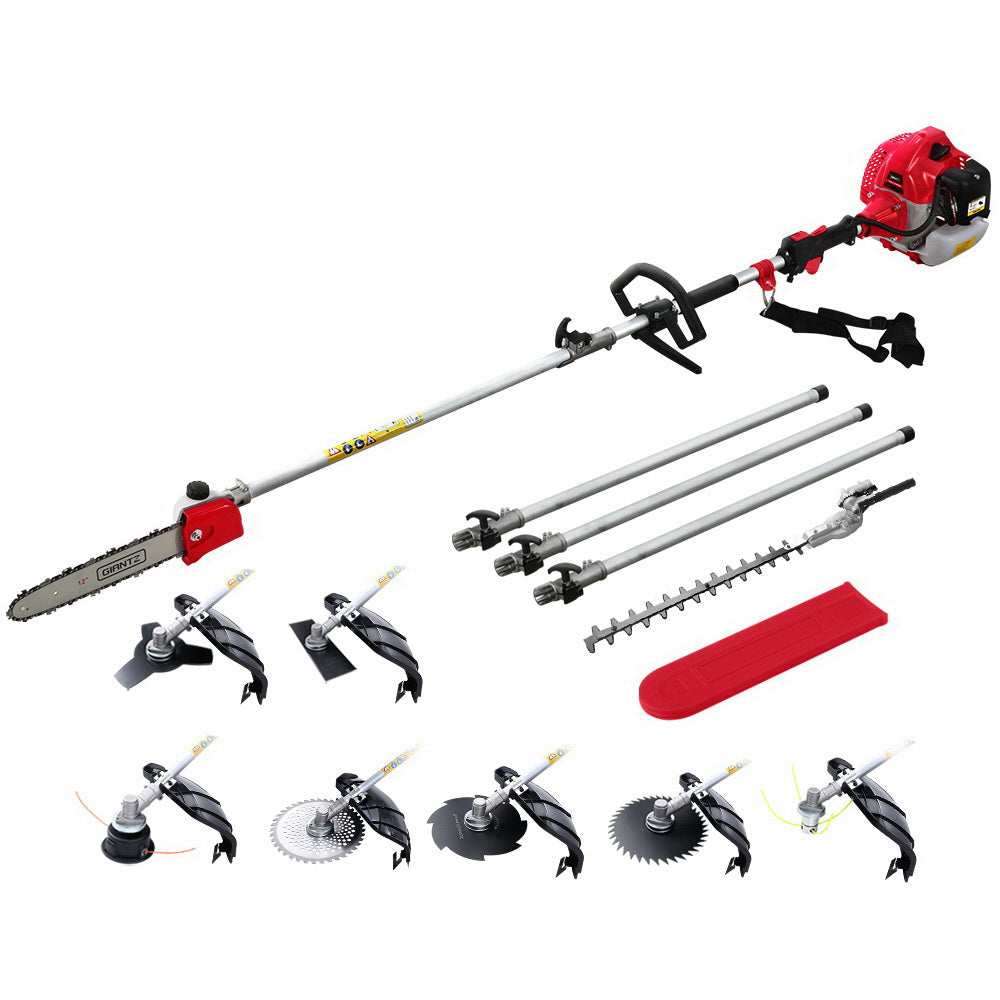 Chainsaws: Giantz 65CC Pole Chainsaw Hedge Trimmer Brush Cutter Whipper Snipper Saw 9-in-1 5.6m