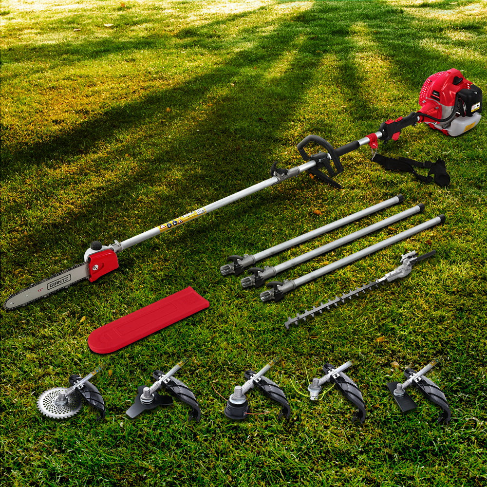 Chainsaws: Giantz 65CC Pole Chainsaw Hedge Trimmer Brush Cutter Whipper Snipper 7-in-1 5.6m