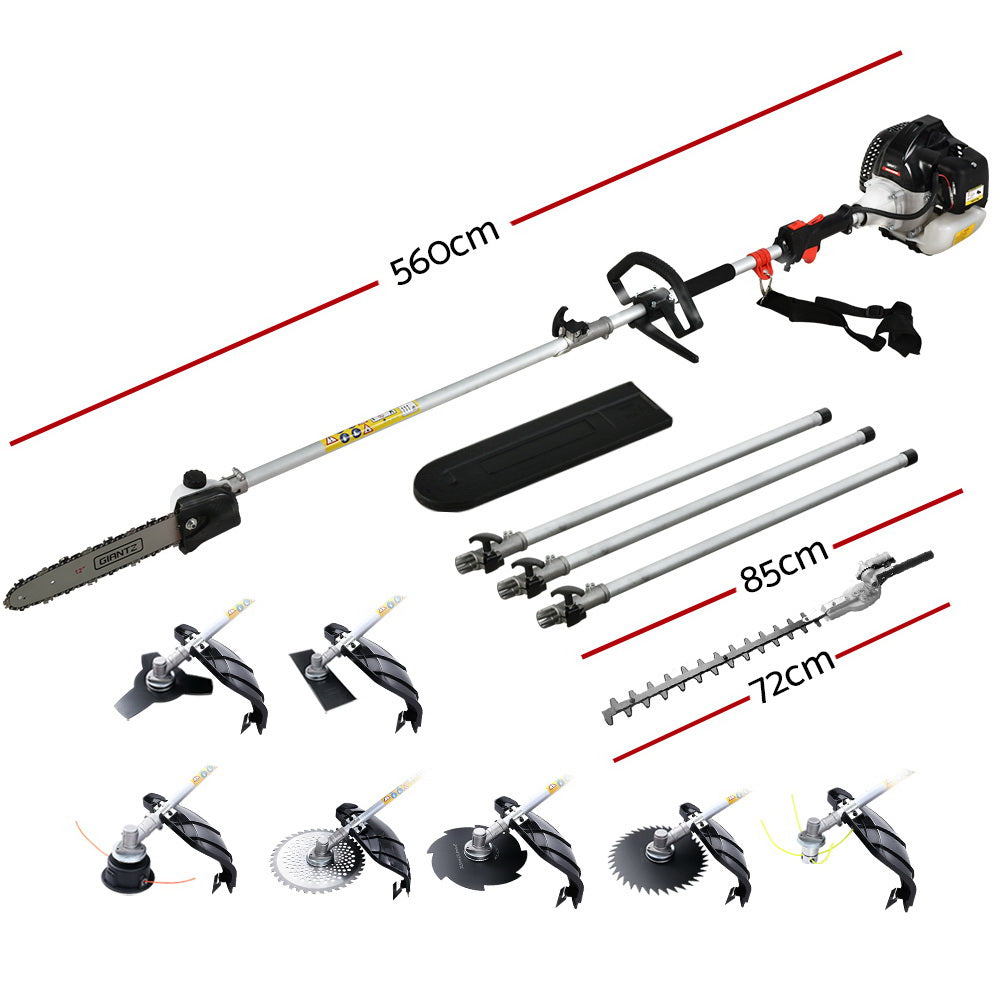 Chainsaws: Giantz 62CC Pole Chainsaw Hedge Trimmer Brush Cutter Whipper Snipper Saw 9-in-1 5.6m