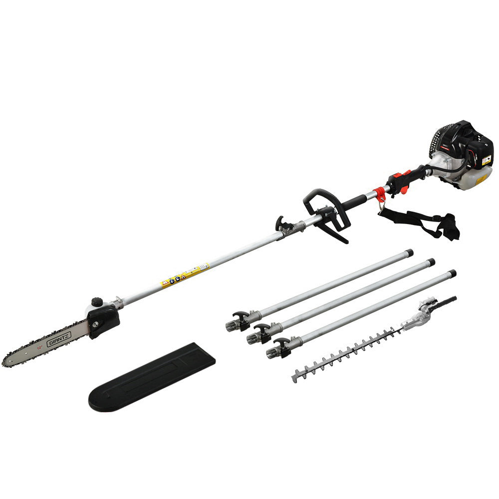 Chainsaws: Giantz 62CC Pole Chainsaw Hedge Trimmer 12in Chain Saw 5.6m Long Reach