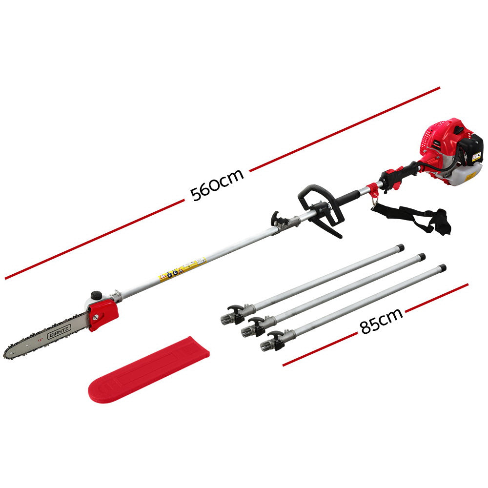 Chainsaws: Giantz 62CC Pole Chainsaw 12in Chain Saw Petrol 5.6m Long Reach Red