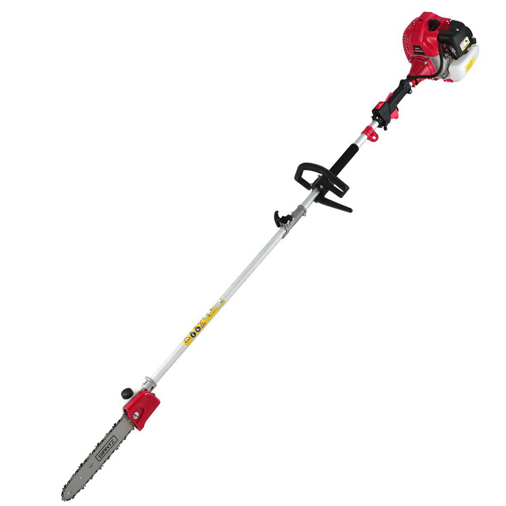 Chainsaws: Giantz 62CC Pole Chainsaw Hedge Trimmer 12in Chain Saw 5.6m Long Reach Red