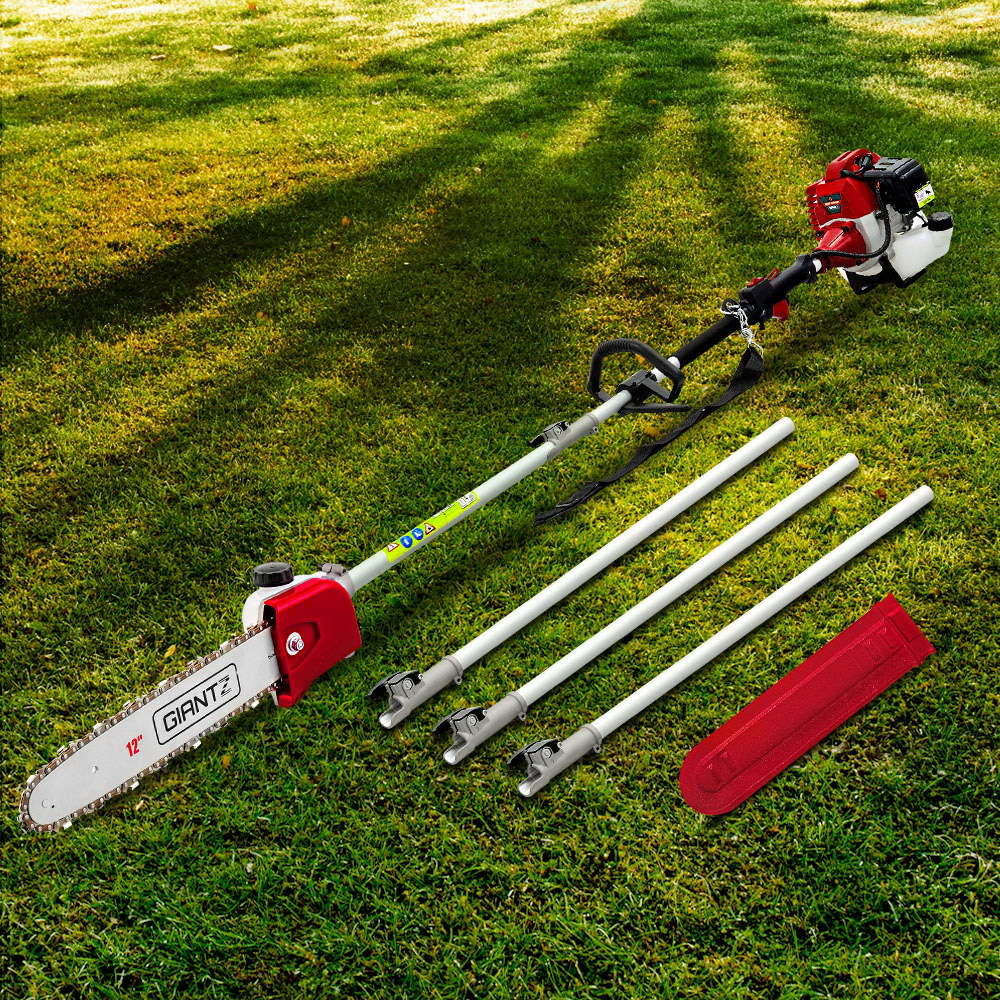 Chainsaws: Giantz Pole Chainsaw 2 Stroke Petrol Tree Pruner Long Reach Saw 12 Inch Bar