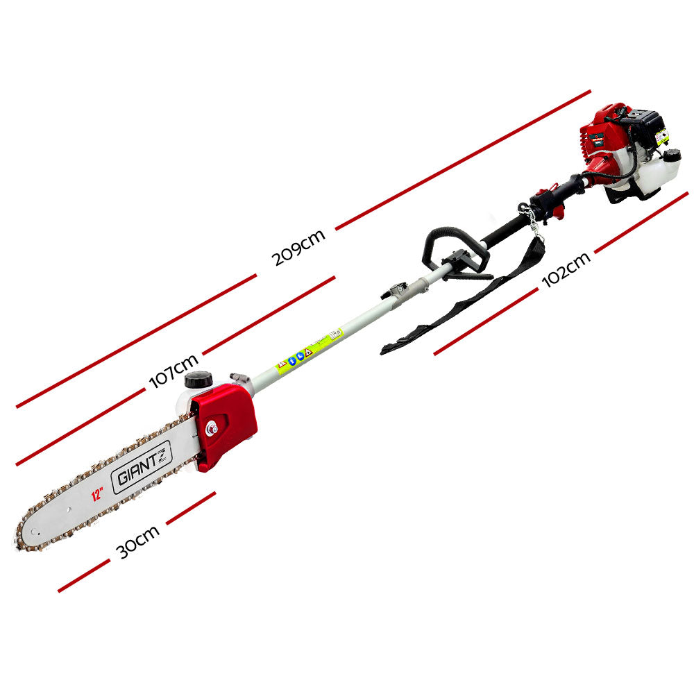 Chainsaws: Giantz Pole Chainsaw 2 Stroke Petrol Tree Pruner Long Reach Saw 12 Inch Bar