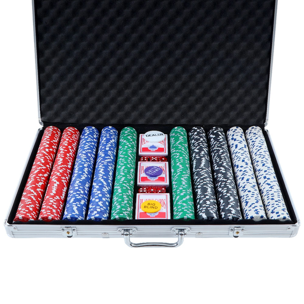 Card Games: 1000pcs Poker Chips Set Casino Texas Hold'em Gambling Party Game Dice Cards Case