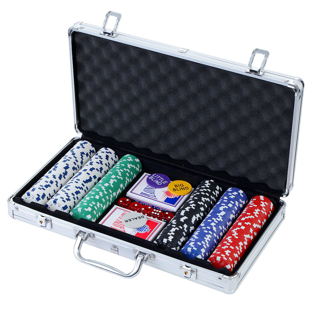 Card Games: 300pcs Poker Chips Set Casino Texas Hold'em Gambling Party Game Dice Cards Case
