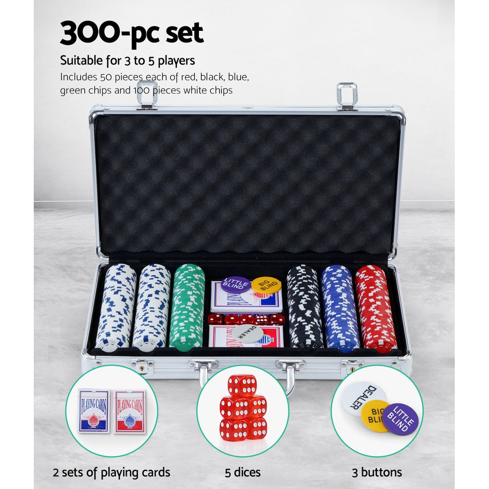 Card Games: 300pcs Poker Chips Set Casino Texas Hold'em Gambling Party Game Dice Cards Case