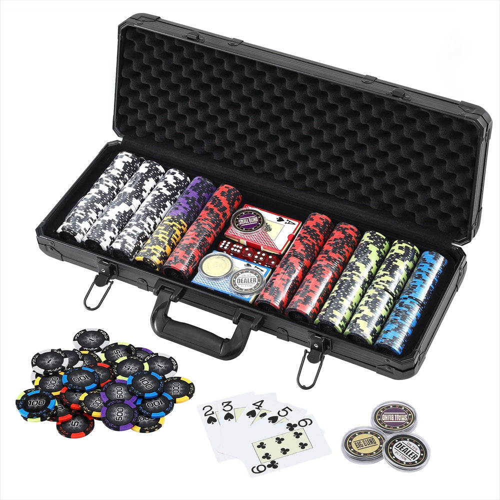 Card Games: Poker Chip Set 500PC 14g Chips Casino Gambling Party Game Dice Cards