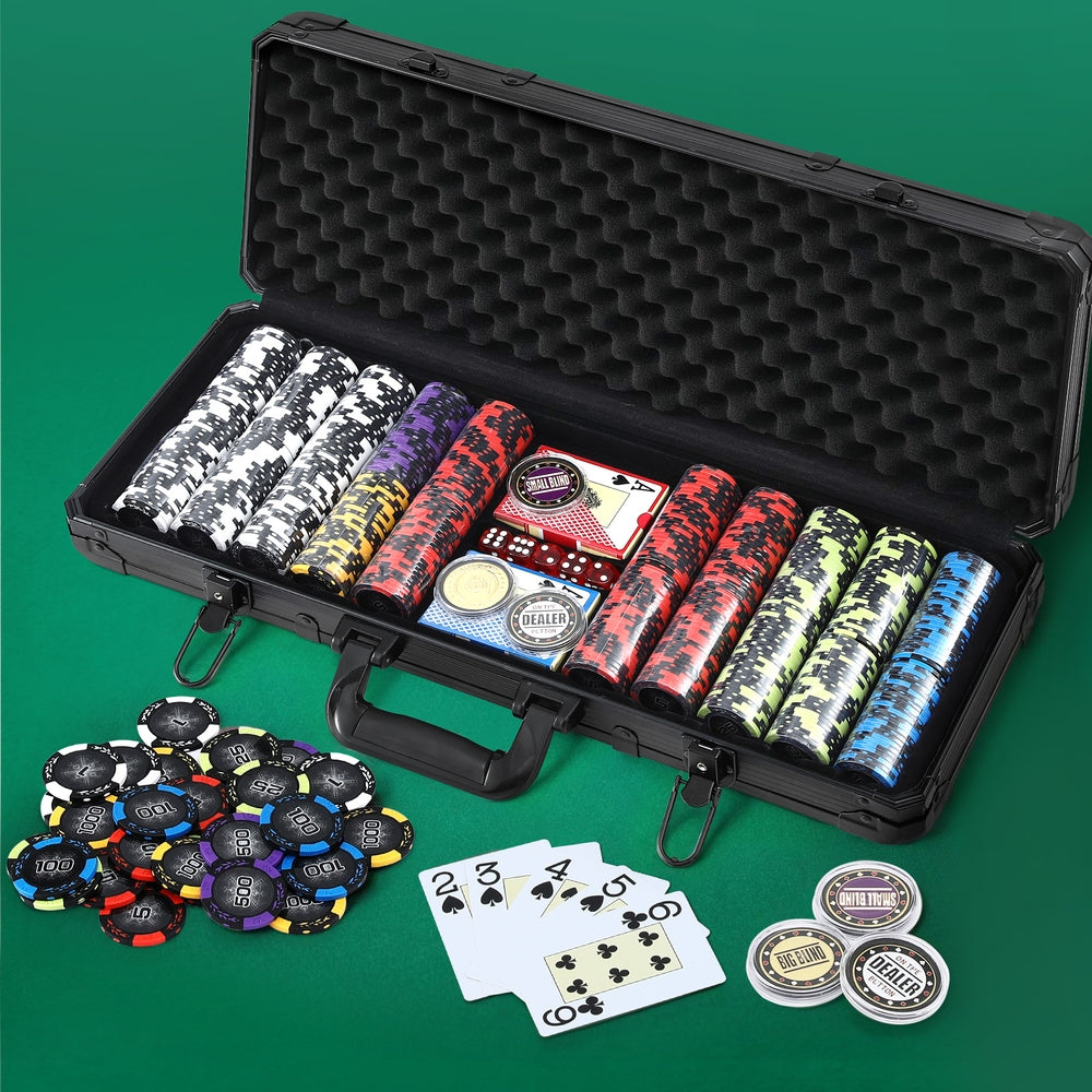 Card Games: Poker Chip Set 500PC 14g Chips Casino Gambling Party Game Dice Cards