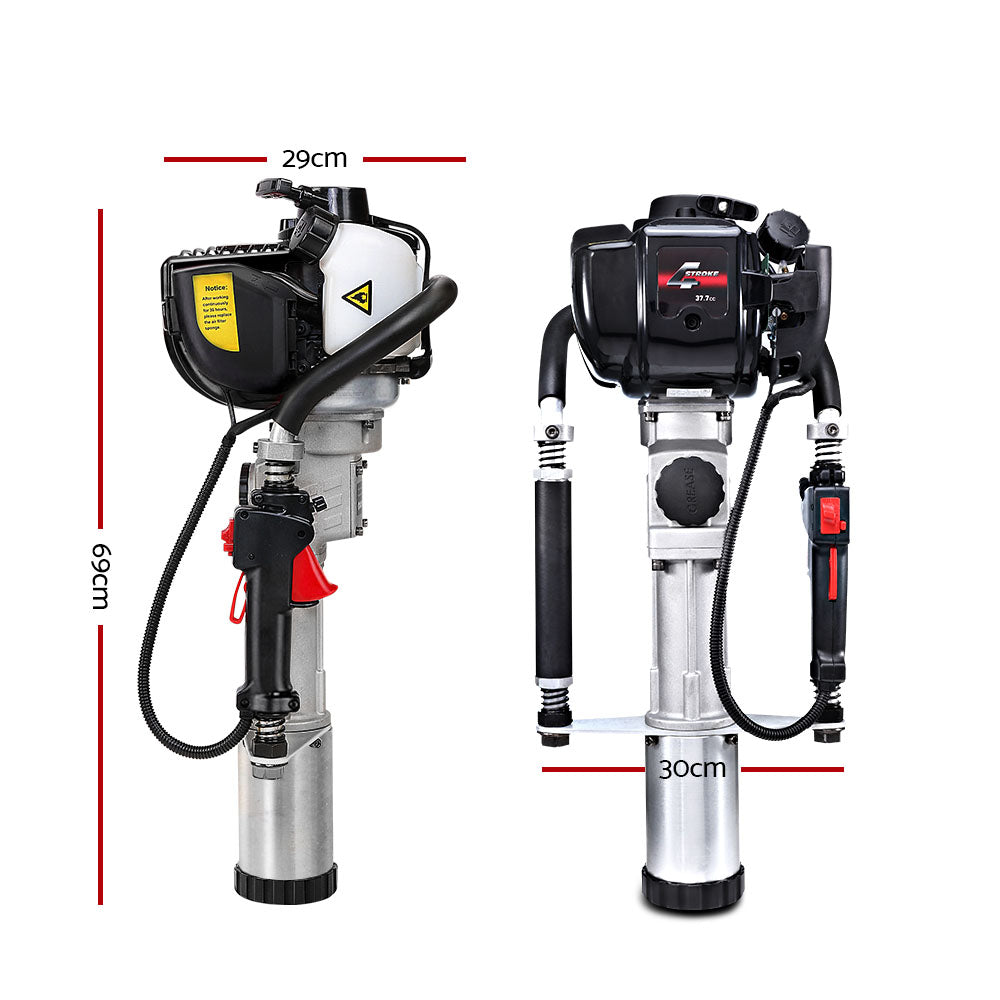 Outdoor Power Equipment: Giantz Petrol Post Driver 38CC 4-Stroke Rammer Pile Star Picket Fence Hole Black