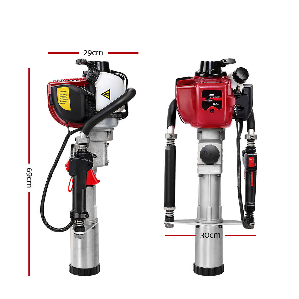 Outdoor Power Equipment: Giantz Petrol Post Driver 38CC 4-Stroke Rammer Pile Star Picket Fence Hole Drive Red