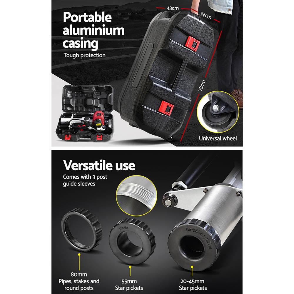 Outdoor Power Equipment: Giantz Petrol Post Driver 38CC 4-Stroke Rammer Pile Star Picket Fence Hole Drive Red