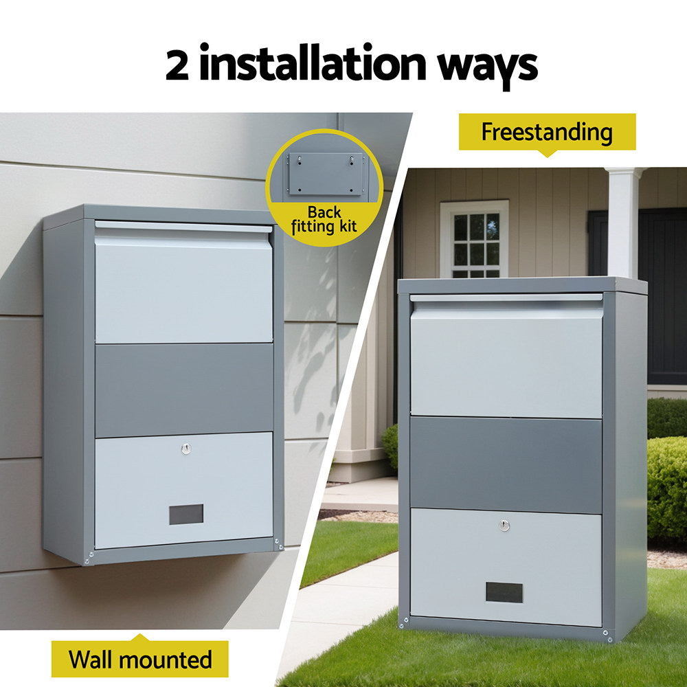 Storage Cabinets & Lockers: Gardeon Parcel Letterbox Drop Box Package Grey