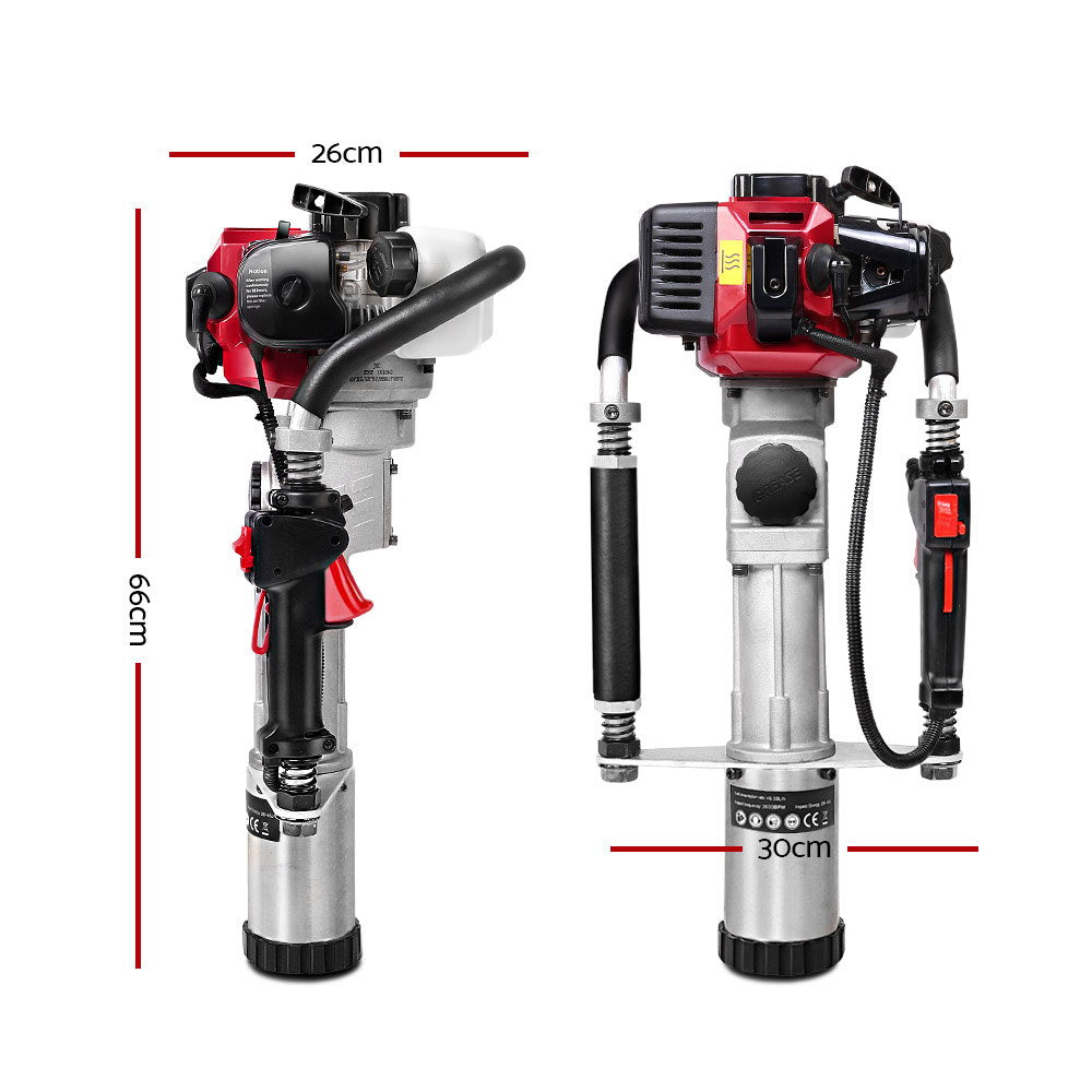 Outdoor Power Equipment: Giantz Petrol Post Driver 2-Stroke 32.7CC Rammer Pile Star Picket Fence Hole Red
