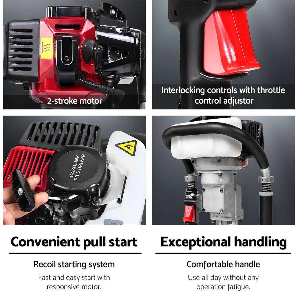 Outdoor Power Equipment: Giantz Petrol Post Driver 2-Stroke 32.7CC Rammer Pile Star Picket Fence Hole Red
