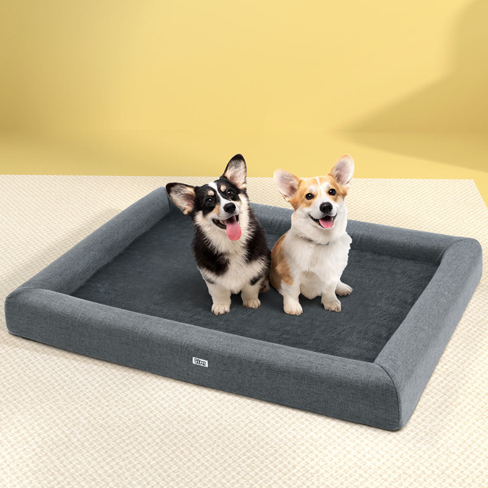 Dog Beds: i.Pet Pet Bed Dog Cat Extra Large Calming Soft Sofa Cushion Egg Crate Washable Grey