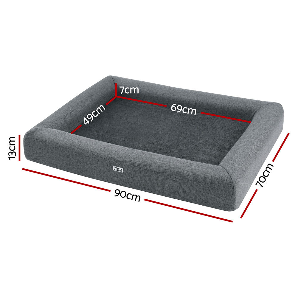 Dog Beds: i.Pet Pet Bed Dog Cat Large Calming Soft Sofa Cushion Egg Crate Washable Grey
