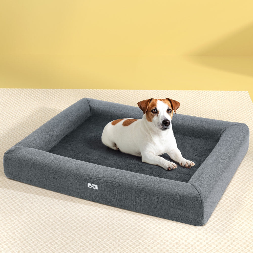Dog Beds: i.Pet Pet Bed Dog Cat Large Calming Soft Sofa Cushion Egg Crate Washable Grey
