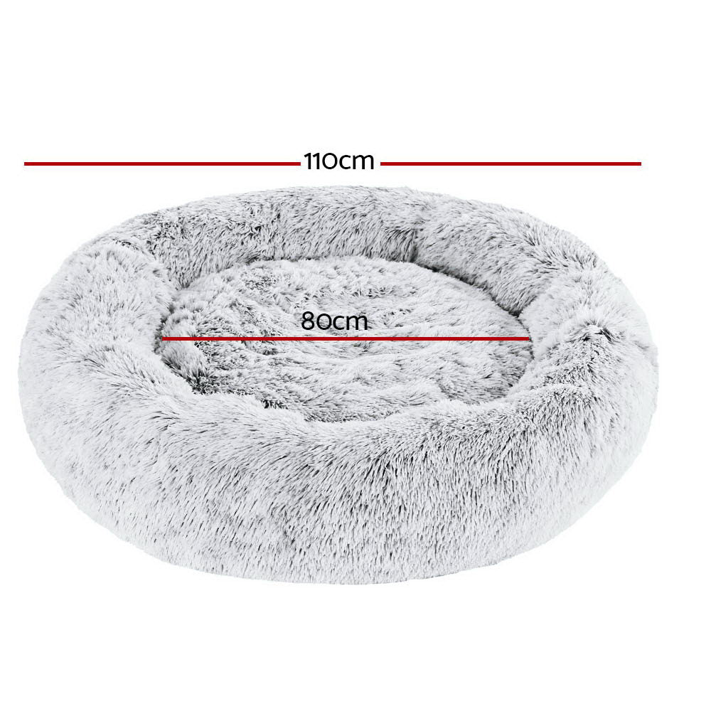 Dog Beds: i.Pet Pet Bed Dog Cat 110cm Calming Extra Large Soft Plush Light Charcoal