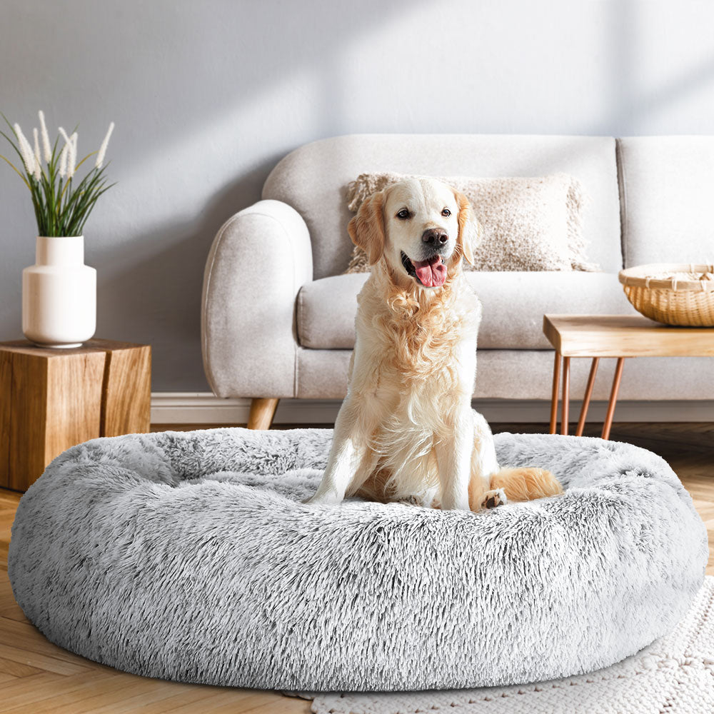 Dog Beds: i.Pet Pet Bed Dog Cat 110cm Calming Extra Large Soft Plush Light Charcoal