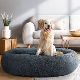 Dog Beds: i.Pet Pet Bed Dog Cat 110cm Calming Extra Large Soft Plush Dark Grey