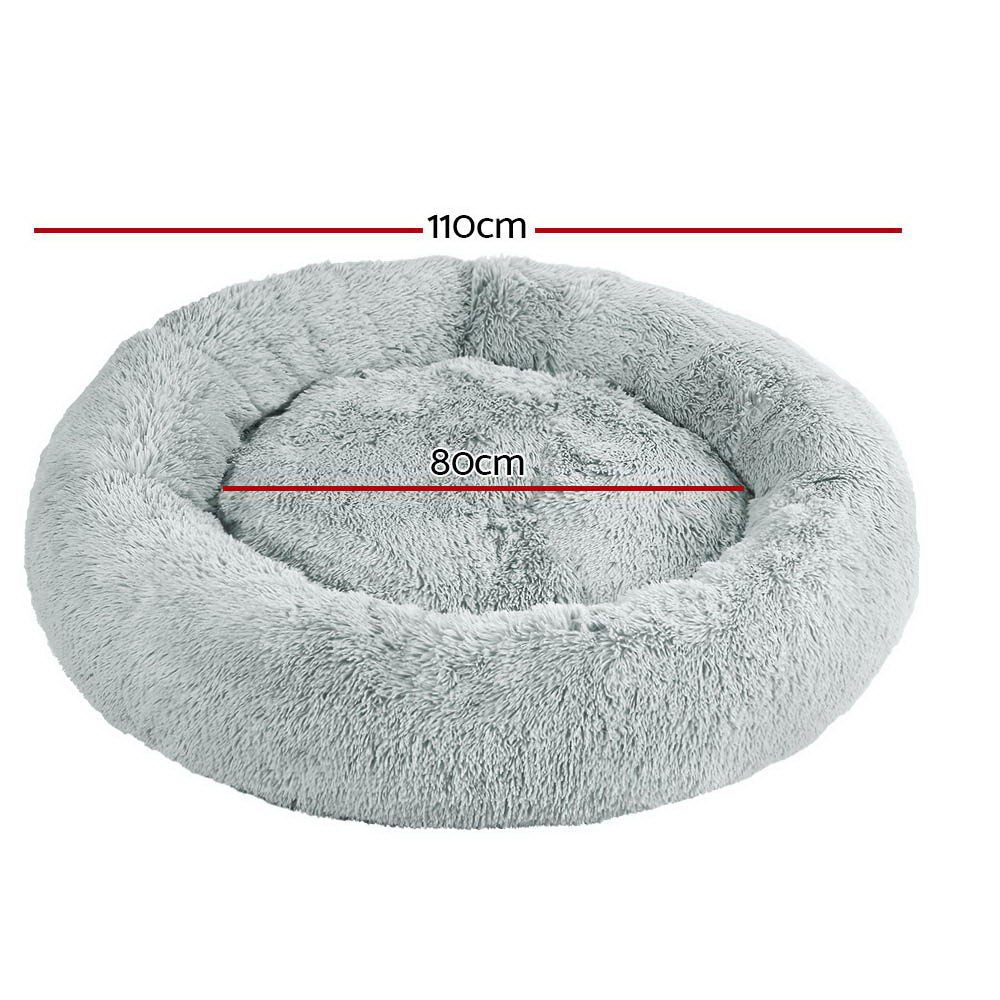 Dog Beds: i.Pet Pet Bed Dog Cat 110cm Calming Extra Large Soft Plush Light Grey