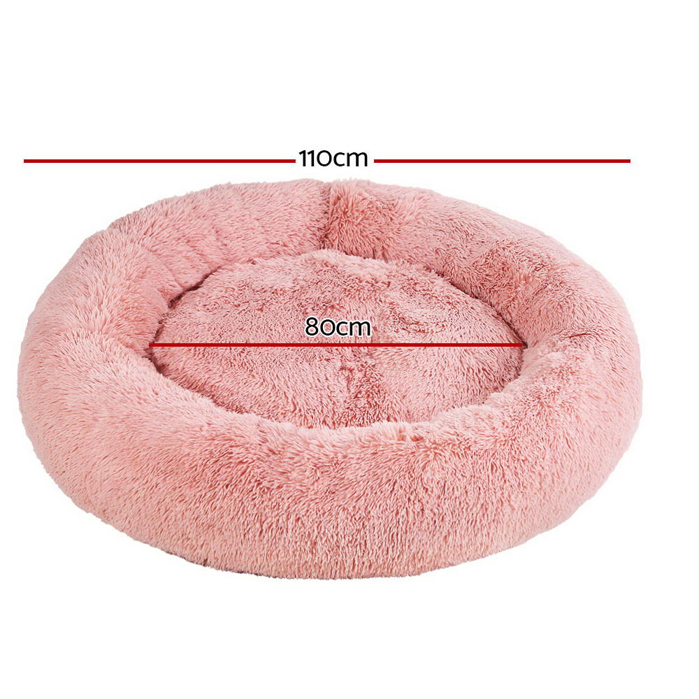 Dog Beds: i.Pet Pet Bed Dog Cat 110cm Calming Extra Large Soft Plush Pink