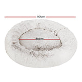 Dog Beds: i.Pet Pet Bed Dog Cat 110cm Calming Extra Large Soft Plush White Brown