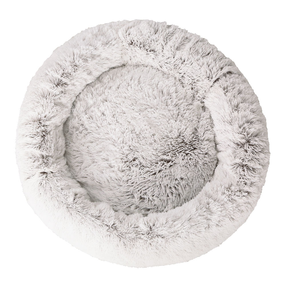 Dog Beds: i.Pet Pet Bed Dog Cat 110cm Calming Extra Large Soft Plush White Brown