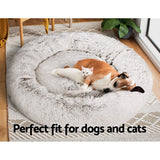 Dog Beds: i.Pet Pet Bed Dog Cat 110cm Calming Extra Large Soft Plush White Brown
