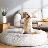 Dog Beds: i.Pet Pet Bed Dog Cat 110cm Calming Extra Large Soft Plush White Brown