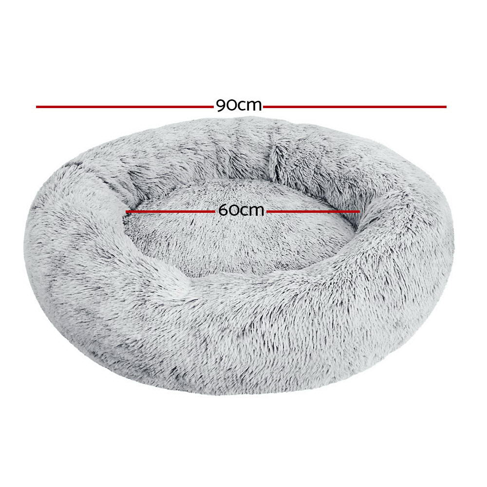 Dog Beds: i.Pet Pet Bed Dog Cat 90cm Large Calming Soft Plush Light Charcoal