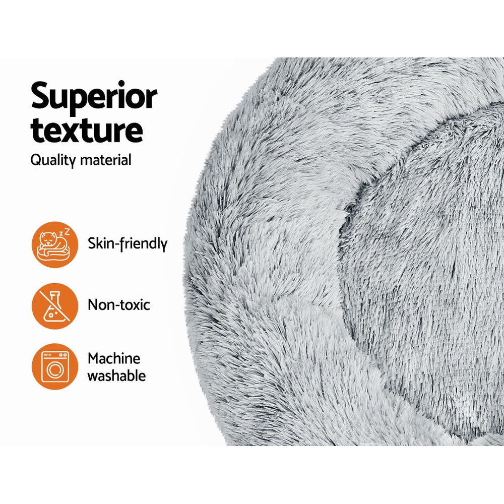 Dog Beds: i.Pet Pet Bed Dog Cat 90cm Large Calming Soft Plush Light Charcoal