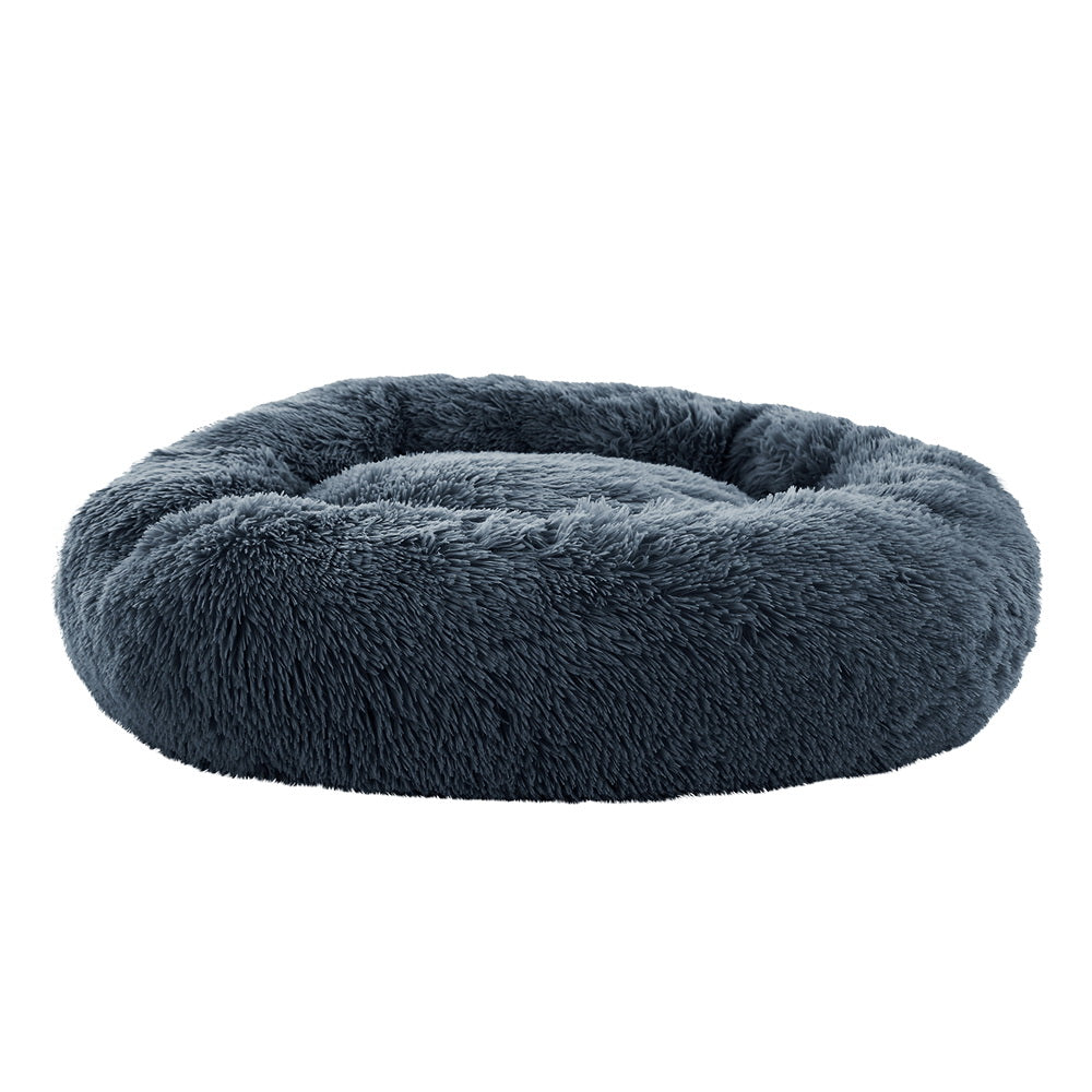 Dog Beds: i.Pet Pet Bed Dog Cat 90cm Large Calming Soft Plush Bed Dark Grey