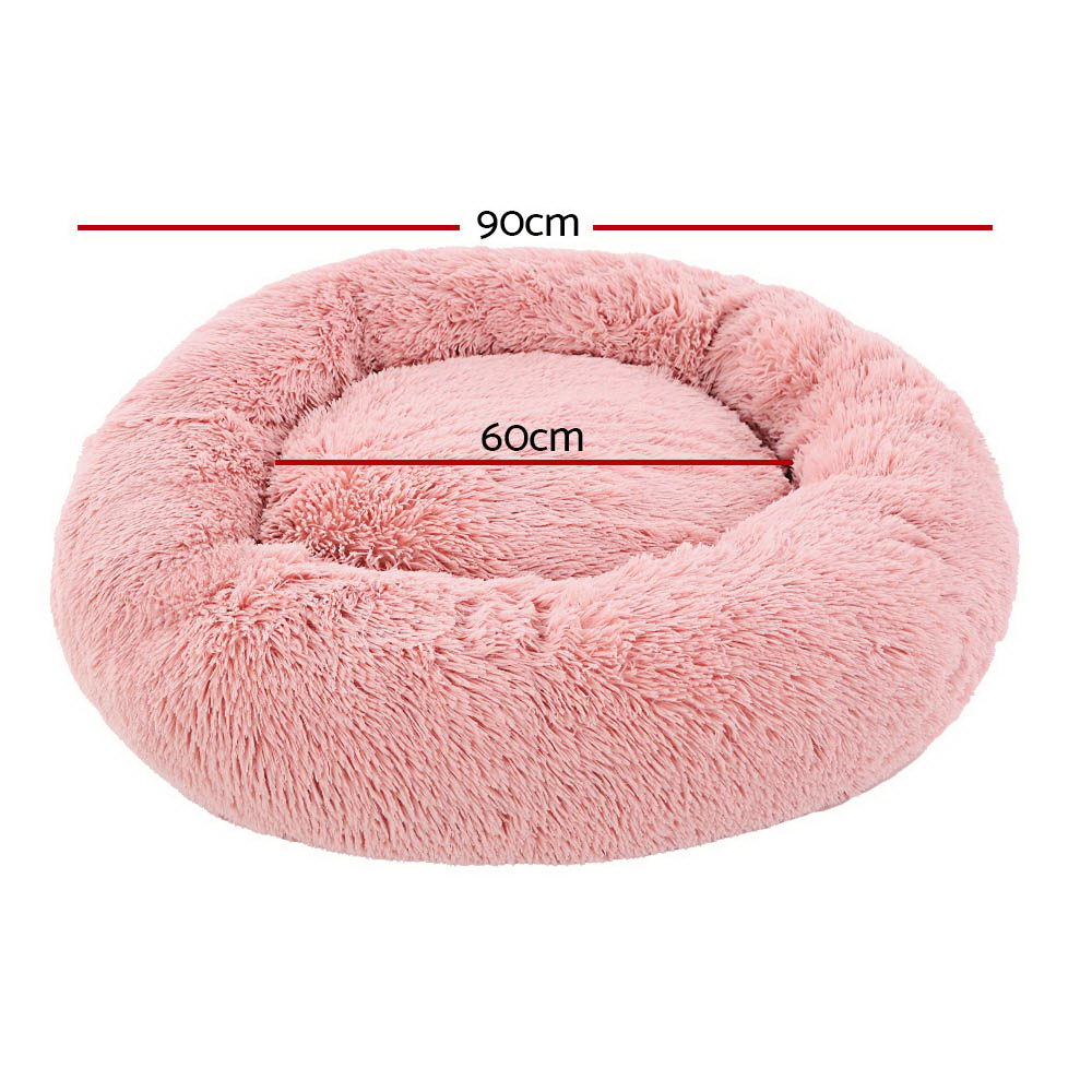 Dog Beds: i.Pet Pet Bed Dog Cat 90cm Large Calming Soft Plush Pink