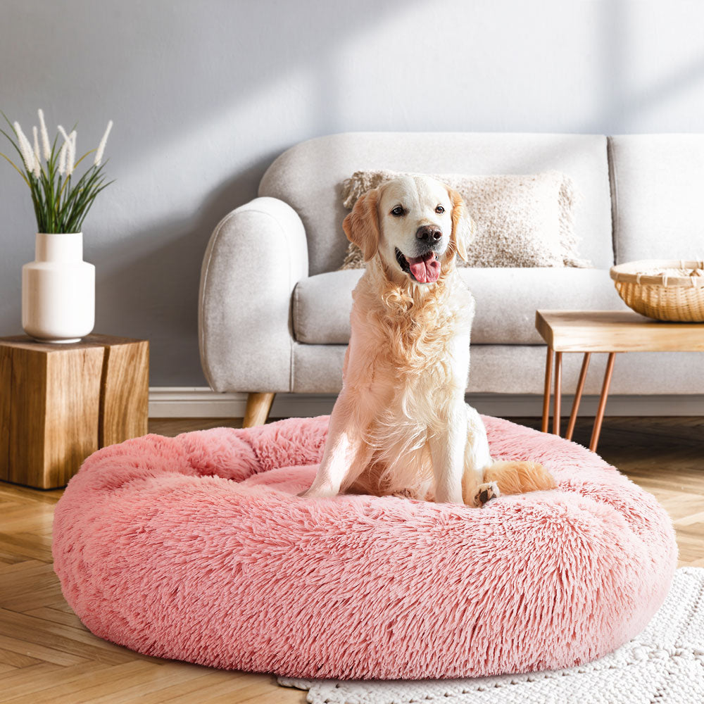 Dog Beds: i.Pet Pet Bed Dog Cat 90cm Large Calming Soft Plush Pink