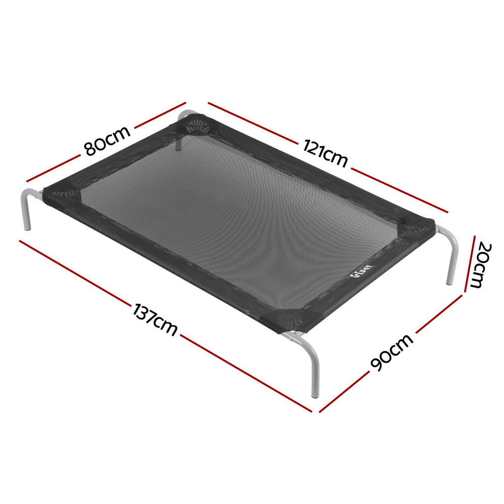 Dog Beds: i.Pet Pet Dog Bed Elevated Trampoline Durable Raised Heavy Duty Large Dogs 90x137cm Black