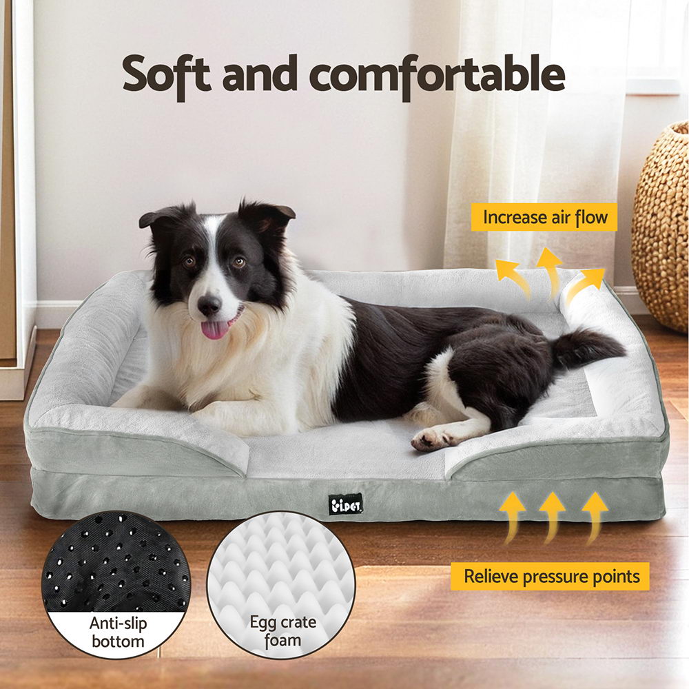 Dog Beds: i.Pet Pet Bed Dog Calming Soft Cushion Egg Crate Large Sofa Removable Washable
