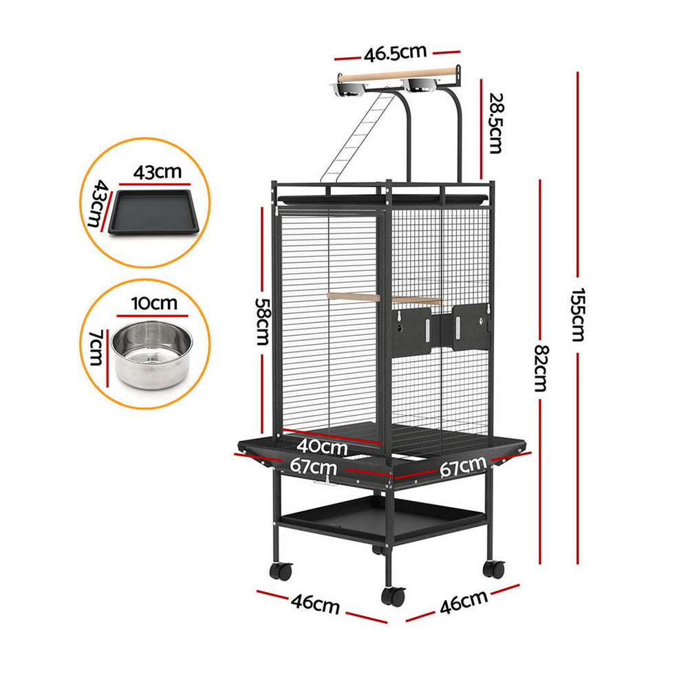Bird Cages & Stands: i.Pet Bird Cage Large Cages 155cm Parrot Aviary Stand-Alone Budgie Wheels Castor