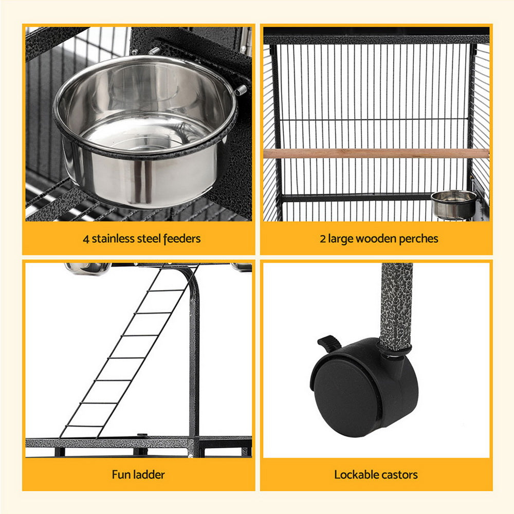 Bird Cages & Stands: i.Pet Bird Cage Large Cages 155cm Parrot Aviary Stand-Alone Budgie Wheels Castor