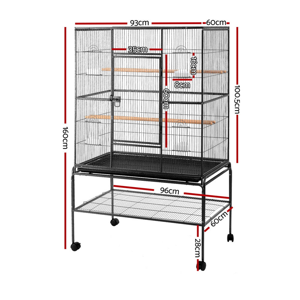 Bird Cages & Stands: i.Pet Bird Cage Large Cages 160cm Parrot Aviary Stand-Alone Budgie Wheels Castor