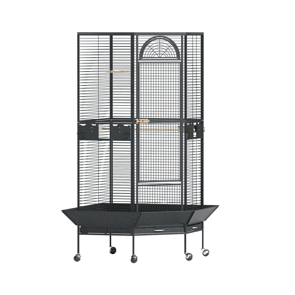 Bird Cages & Stands: i.Pet Bird Cage Large Jumbo Aviary Budgie Perch Cage Parrot Stand Wheels Corner