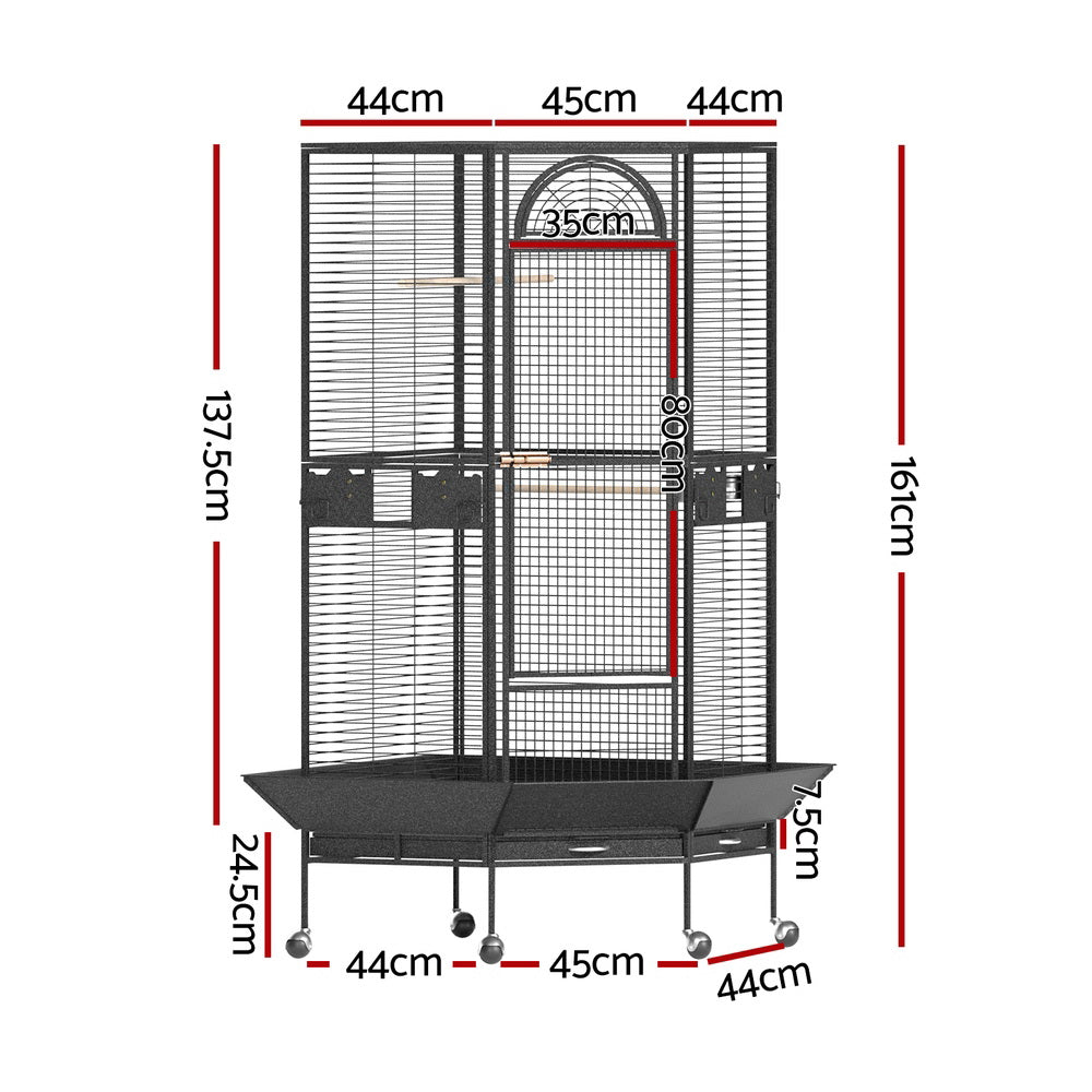 Bird Cages & Stands: i.Pet Bird Cage Large Jumbo Aviary Budgie Perch Cage Parrot Stand Wheels Corner