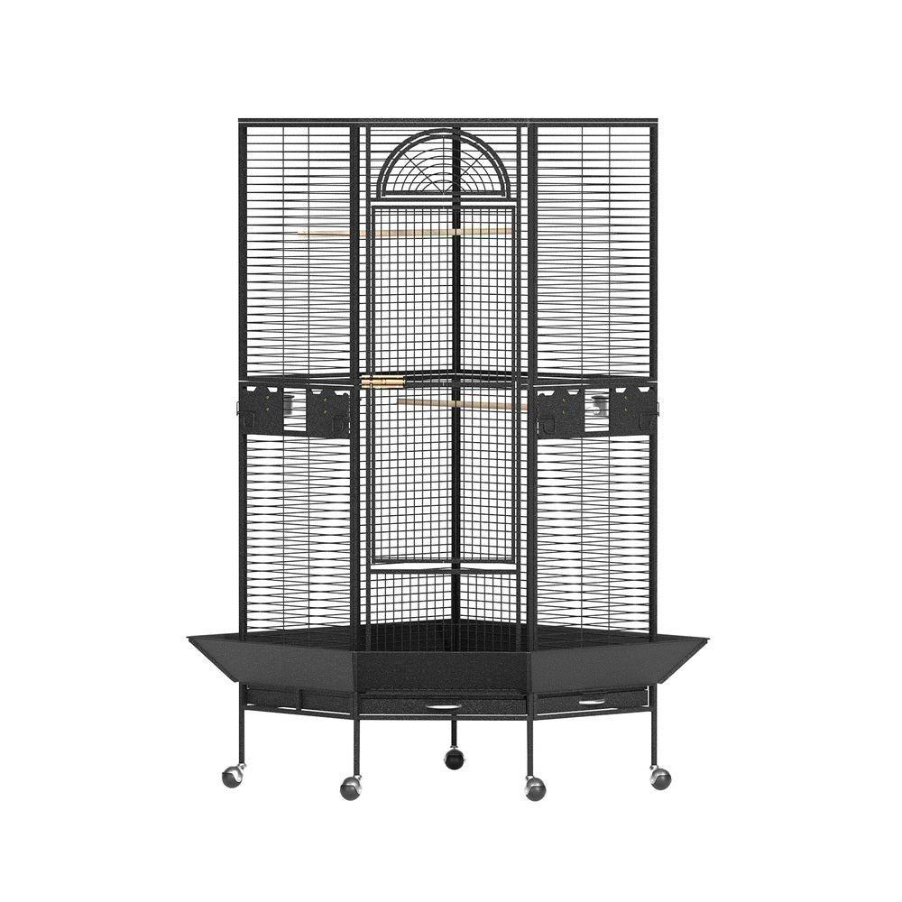 Bird Cages & Stands: i.Pet Bird Cage Large Jumbo Aviary Budgie Perch Cage Parrot Stand Wheels Corner