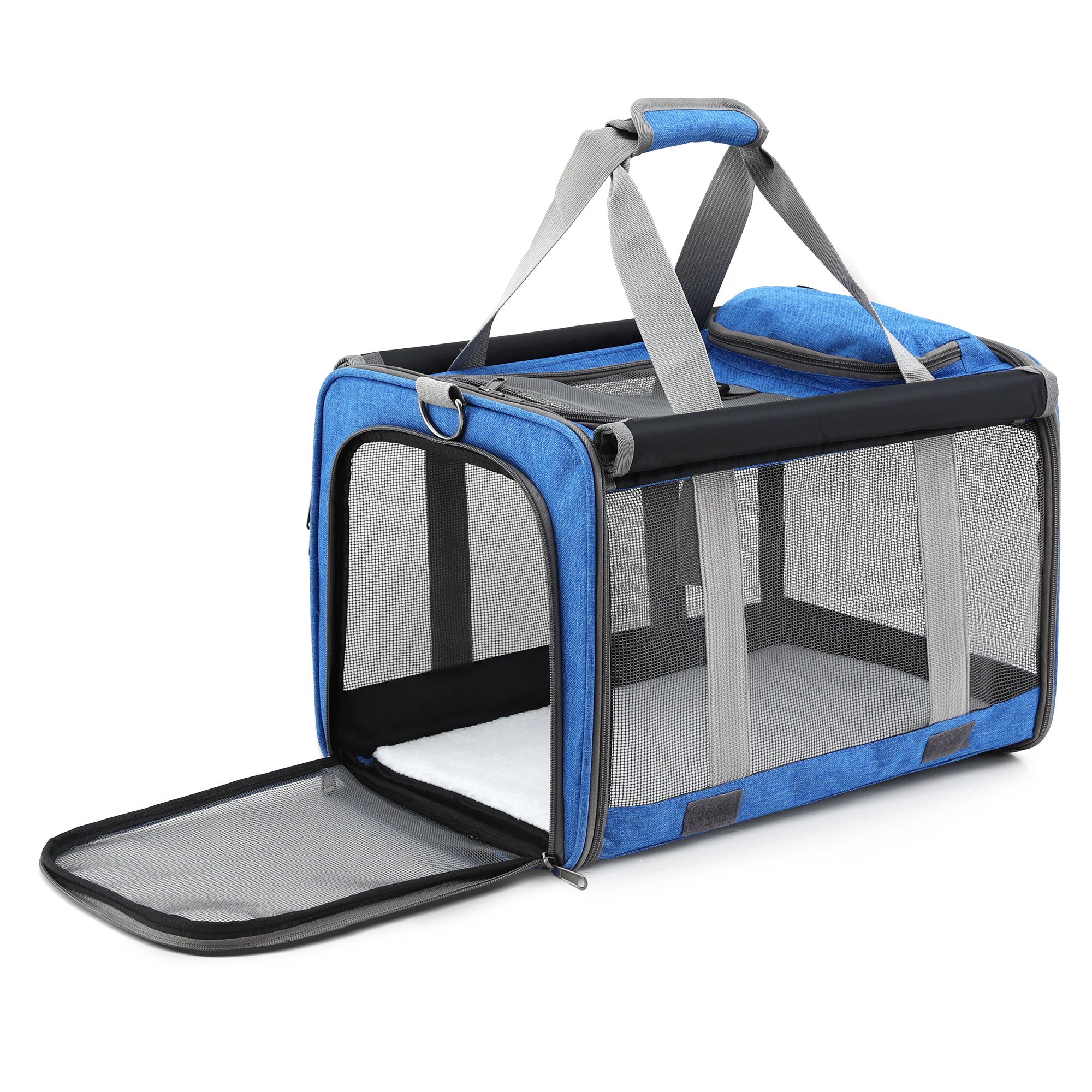 Dog Carriers & Crates: i.Pet Pet Carrier Bag Foldable Dog Cat Durable Crate Travel Cage Portable Car Kennel Blue