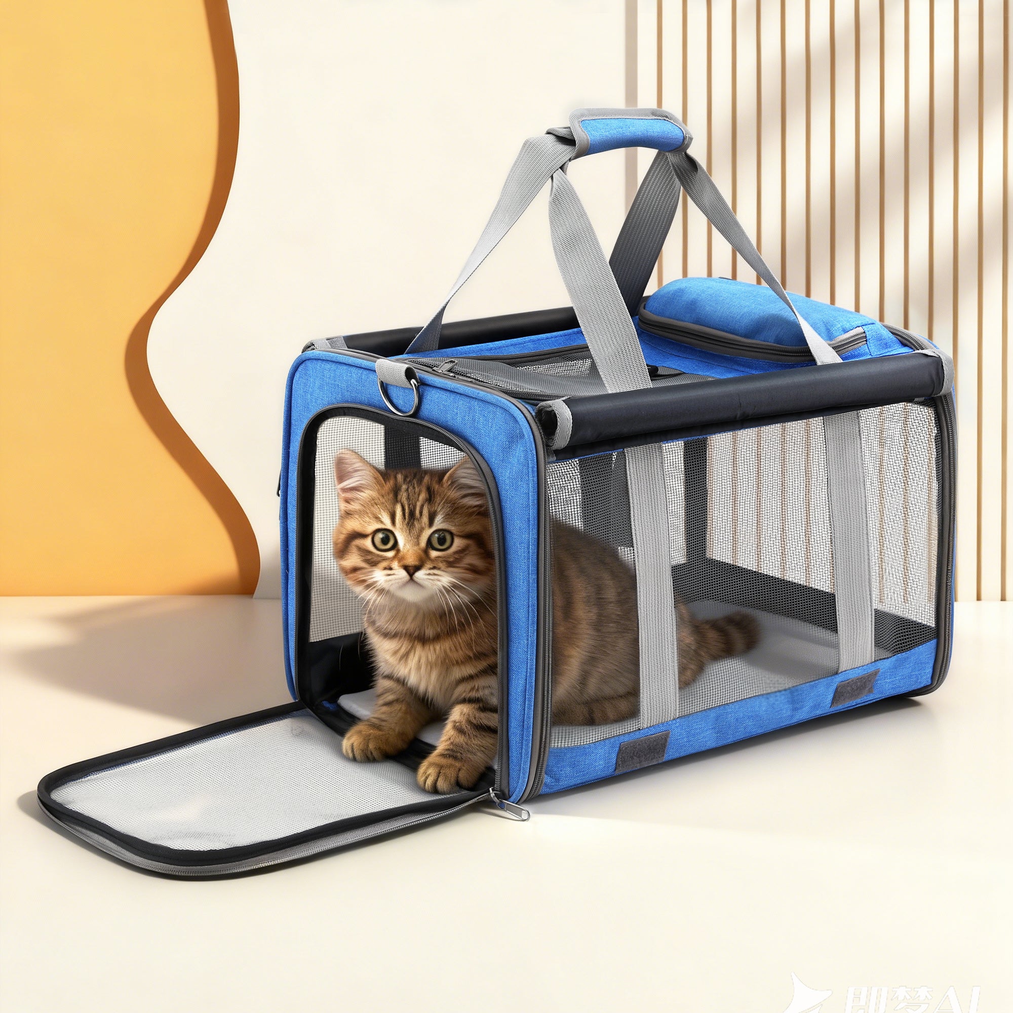 Dog Carriers & Crates: i.Pet Pet Carrier Bag Foldable Dog Cat Durable Crate Travel Cage Portable Car Kennel Blue