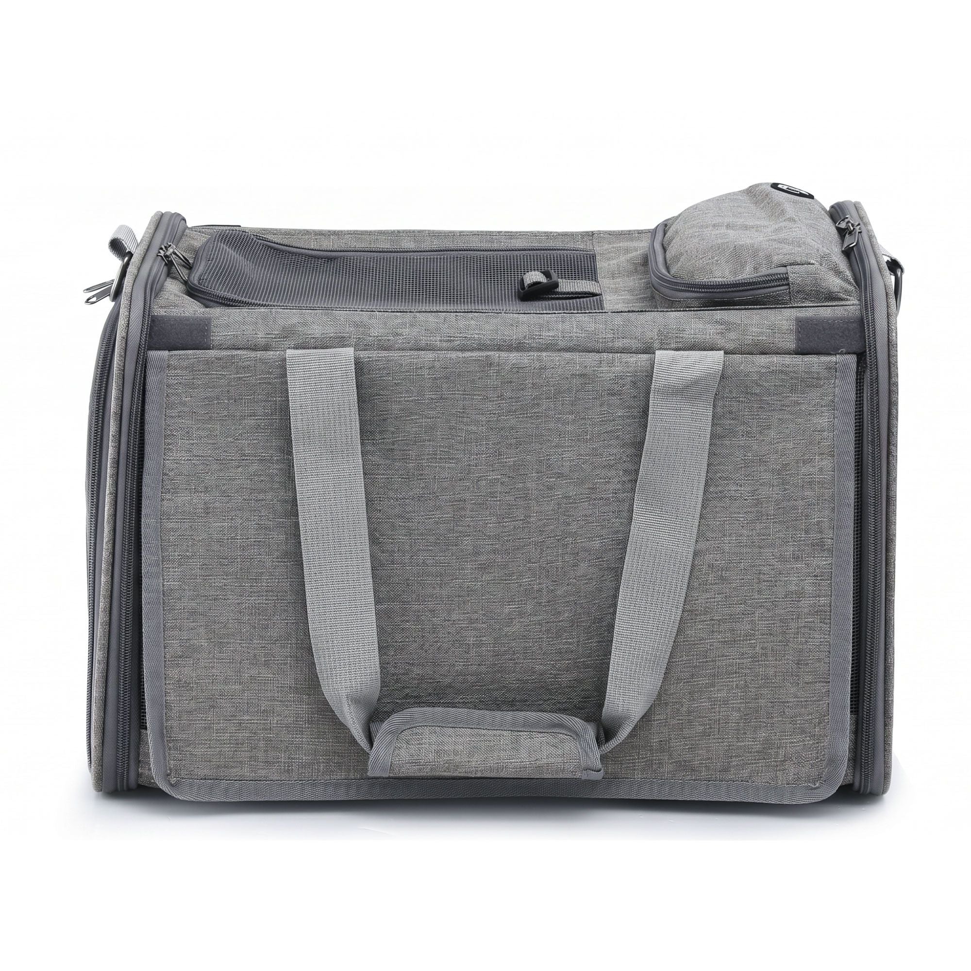 i.Pet Pet Carrier Bag Foldable Dog Cat Durable Crate Travel Cage Portable Car Kennel Grey
